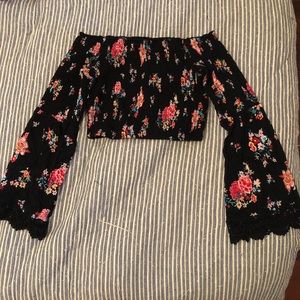 American Rag Shoulder Smocked Bell Sleeve Shirt